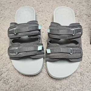 Vionic Sarah Grey & Mint Green Sport Neoprene Straps Slides Sandals Sz 6.5W Wide
